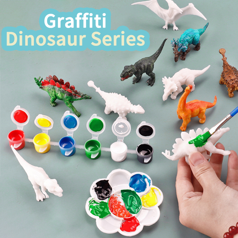 6pcs/8pcs, DIY Coloring Dinosa - Puzzle Blank White บทวิจารณ์และราคา