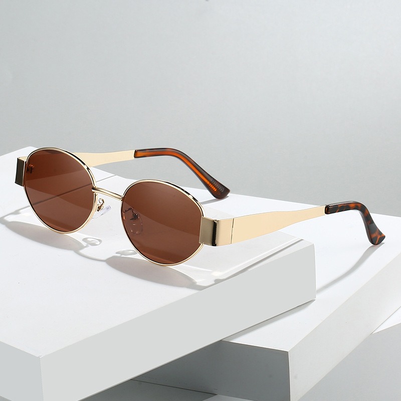 New Oval Sunglasses for Women  - Metal Photo Panel บทวิจารณ์และราคา