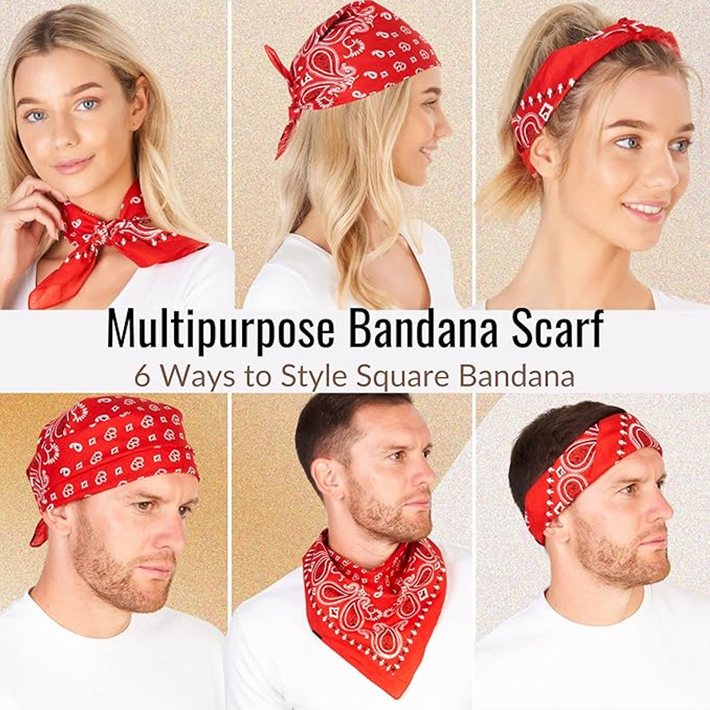 Hip Hop Cowboy Paisley Scarf L - Bandana Blank White บทวิจารณ์และราคา