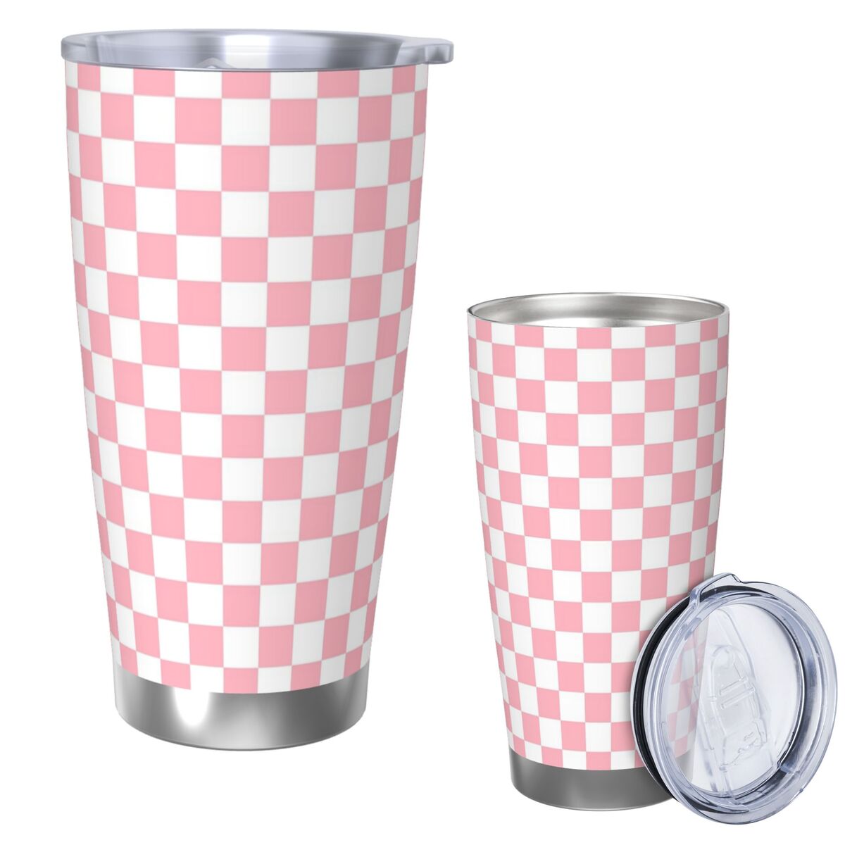 Pink White Checkerboard Patter - Tumbler 20Oz White บทวิจารณ์และราคา