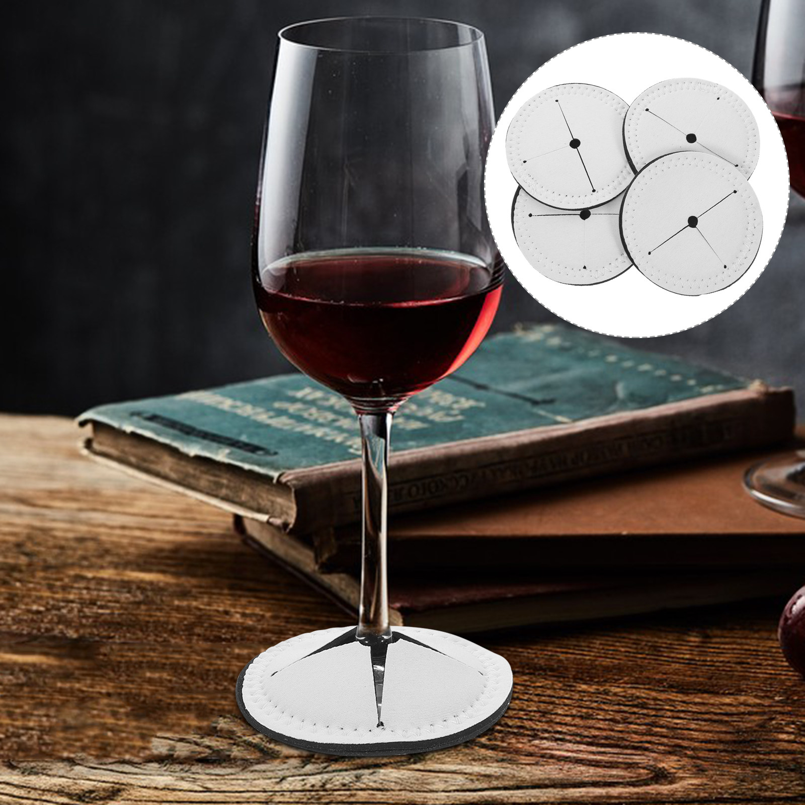 4Pcs Wine Cup Coasters Blank S - Coaster Sublimation Blank บทวิจารณ์และราคา