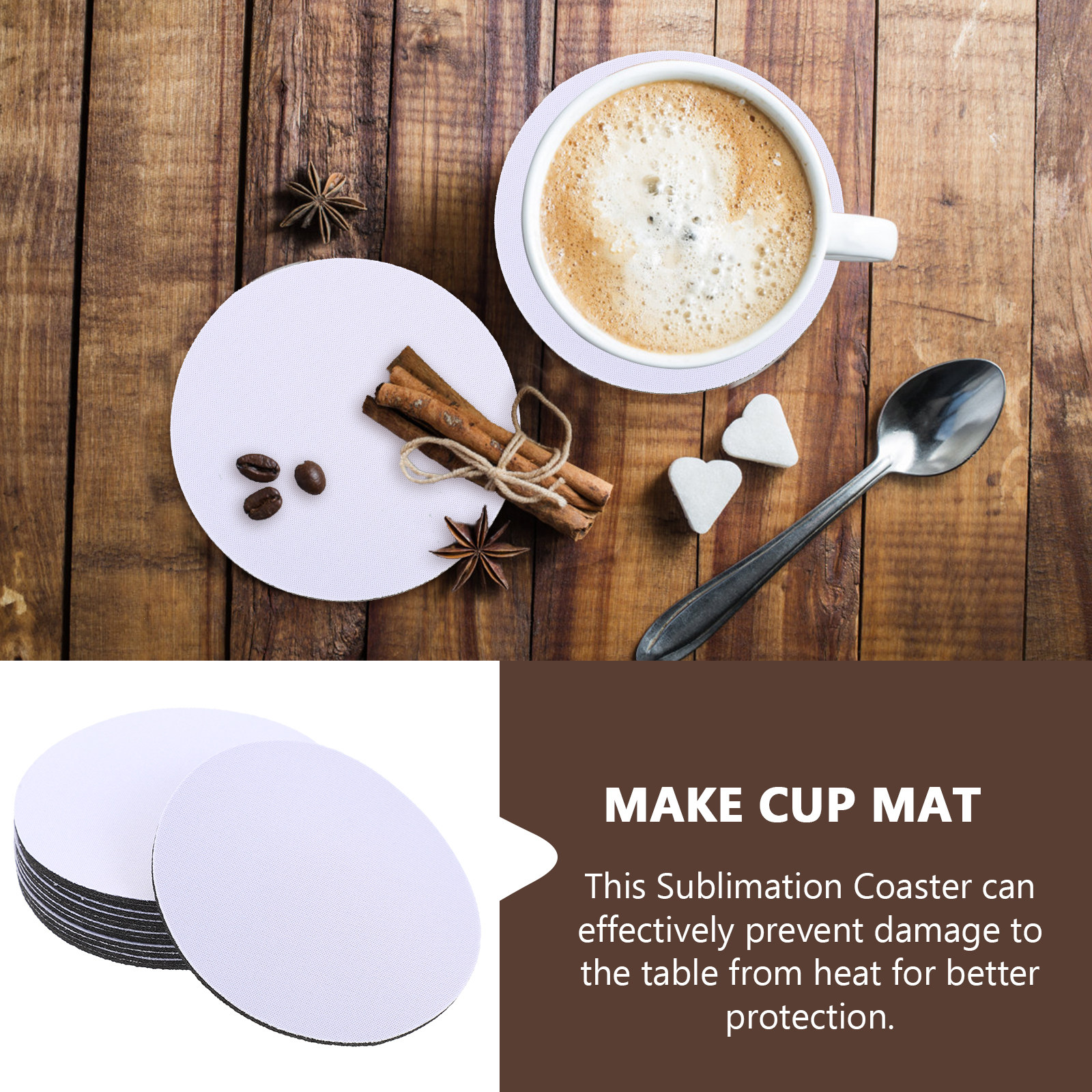 10Pcs Sublimation Cup Coasters - Coaster Sublimation Blank บทวิจารณ์และราคา