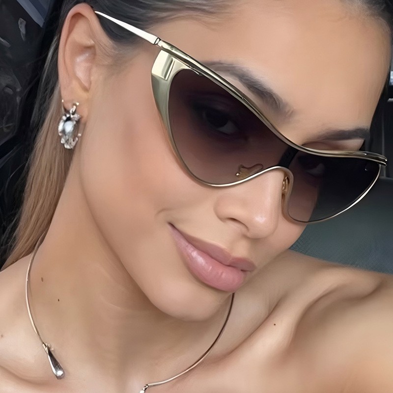 Rimless Y2K Style Sunglasses R - Metal Photo Panel บทวิจารณ์และราคา