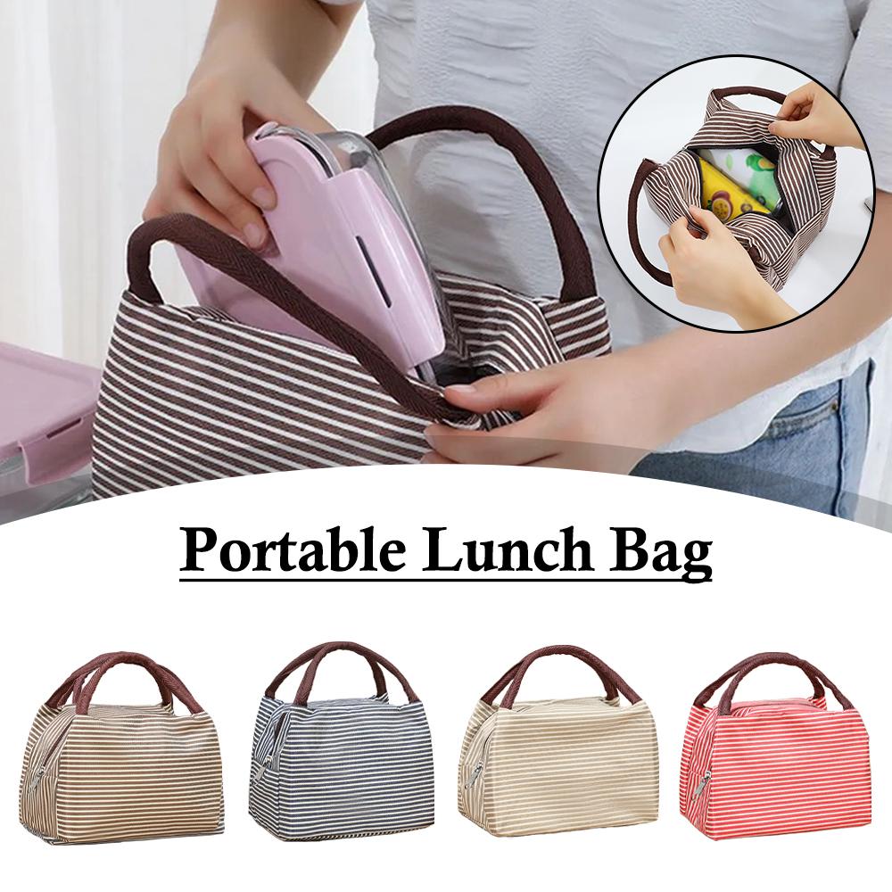 Striped Insulated Lunch Bag Po - Tote Bag Sublimation บทวิจารณ์และราคา