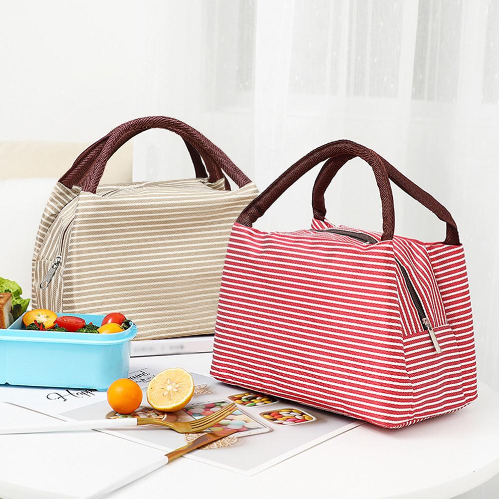 Striped Insulated Lunch Bag Po - Tote Bag Sublimation บทวิจารณ์และราคา