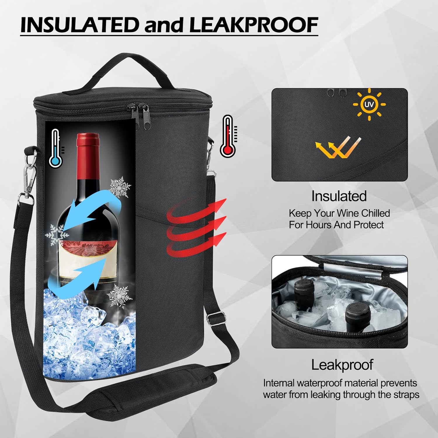 2 Bottle Wine Cooler Bag, Leak - Tote Bag Sublimation บทวิจารณ์และราคา