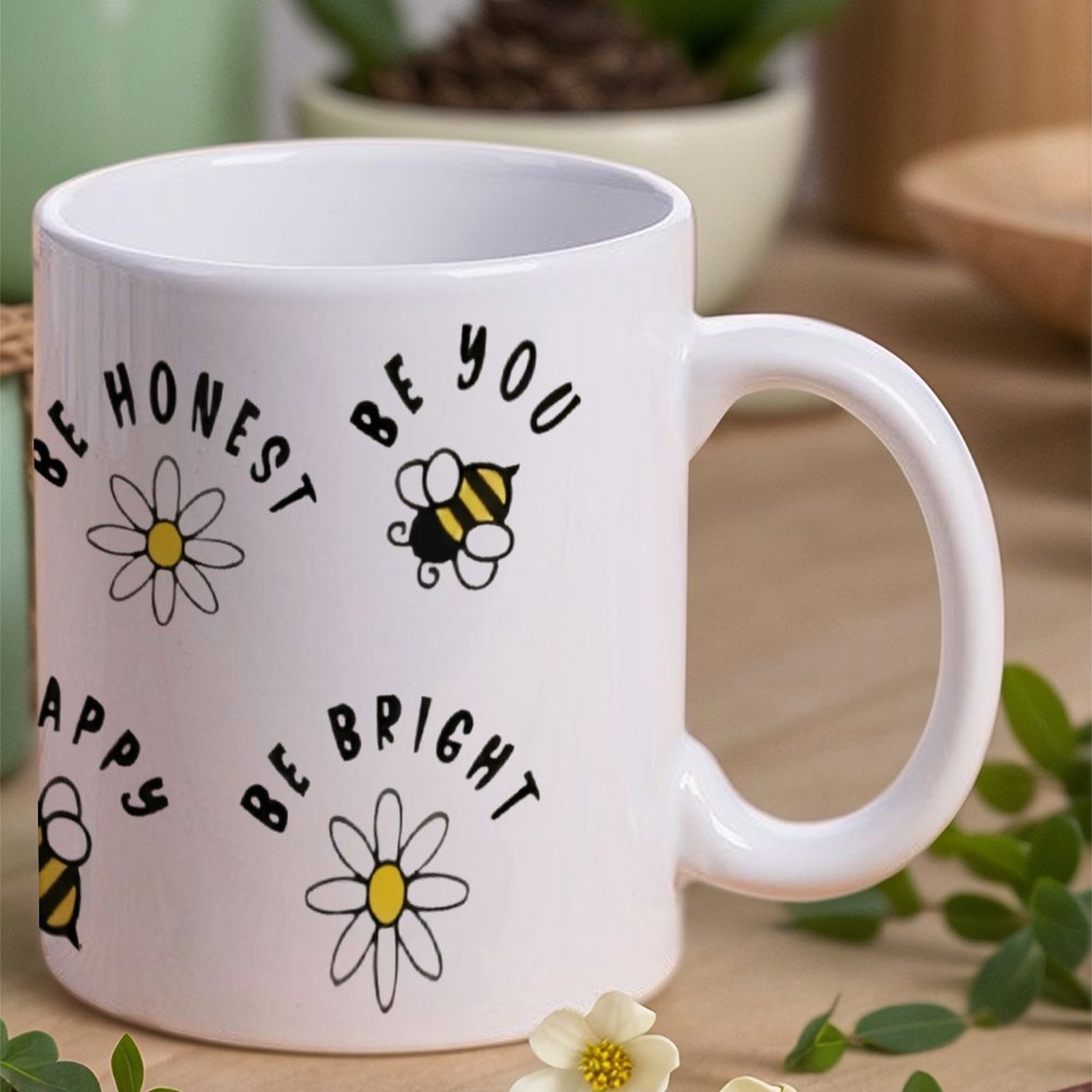 Four Stickers With Bees And Da - Sublimation Mug White บทวิจารณ์และราคา