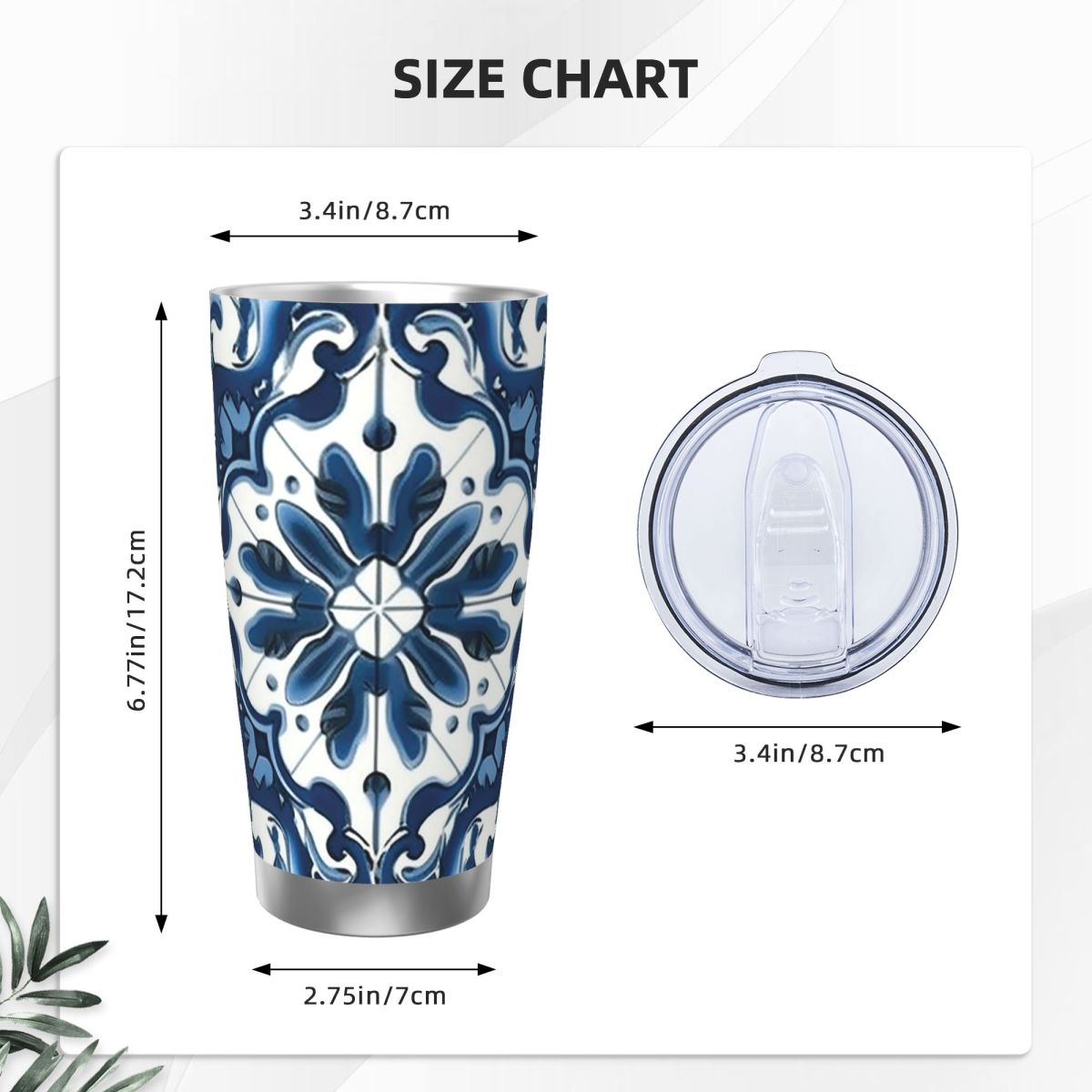 Blue And White Majolica Patter - Tumbler 20Oz White บทวิจารณ์และราคา