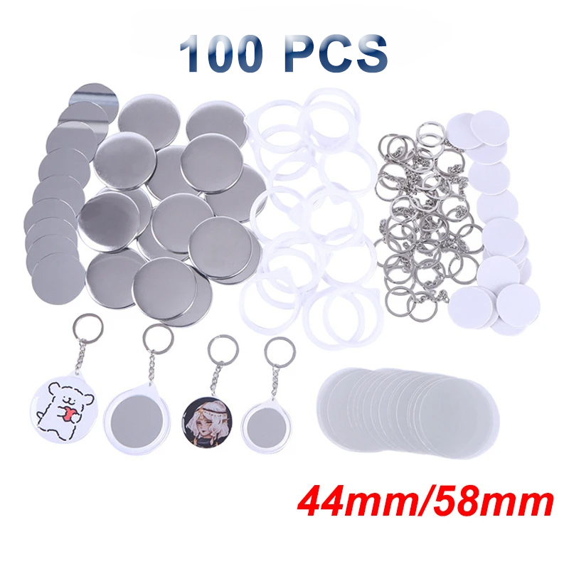 New 100PCS Key Ring Mirror Bla - Button Badge Blank บทวิจารณ์และราคา
