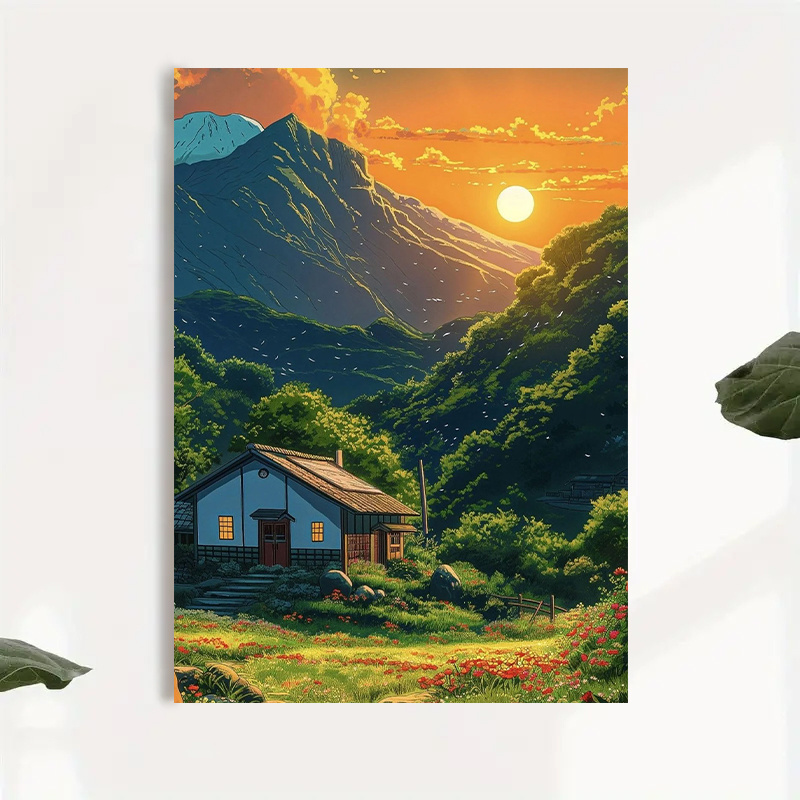 1pc Mountain Cabin Sunset Canv - Canvas Wrap Ready บทวิจารณ์และราคา